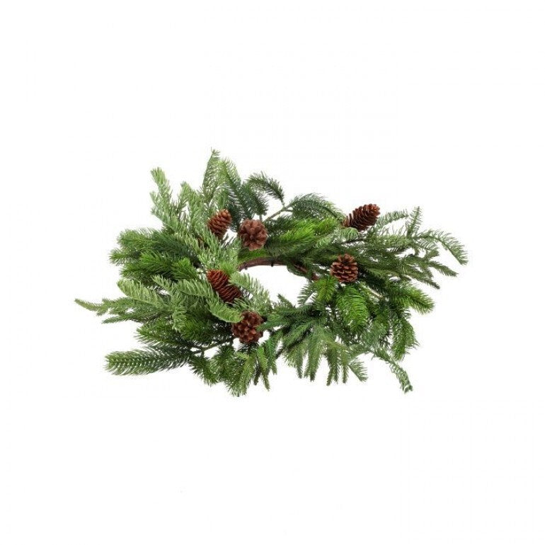 12" Real Touch Norfolk Spruce + Juniper Candle Ring