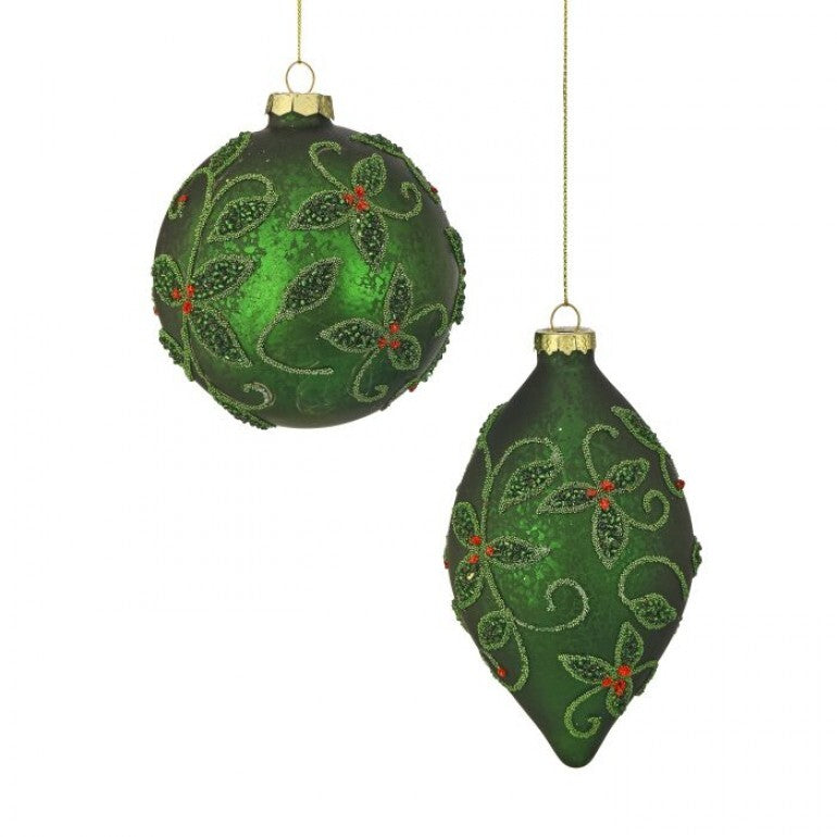4-6" Glass Mercury Jeweled Ball / Finial Ornament