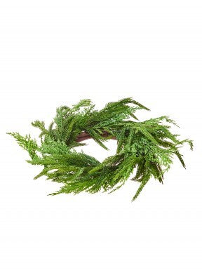 13" Real Touch Cedar/Norfolk Pine Candle Ring 6"Id