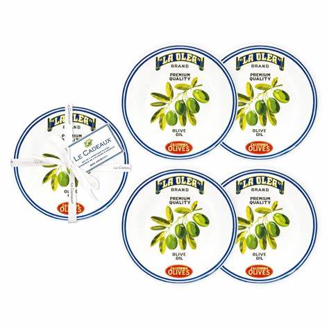 Vintage Olive California Set of 4 Appetizer Plates 6.5"