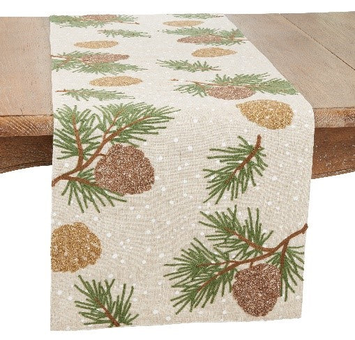 Pinecones Runner - Natural - Oblong - 16"x70"