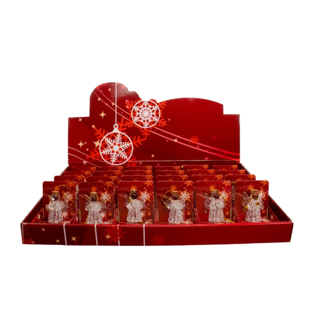 2" Spun Glass Angel Ornament