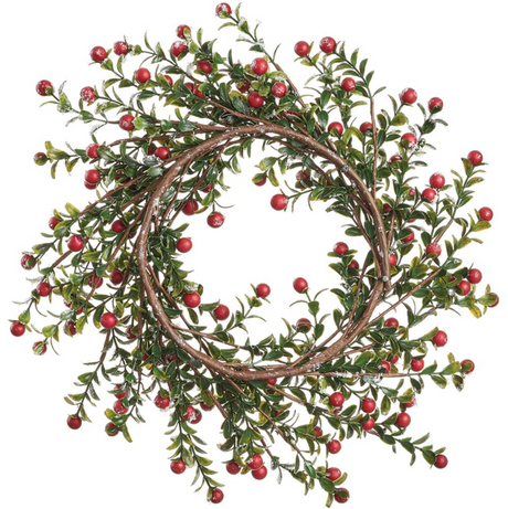 14"  Snowed  Berry Wreath  - Red