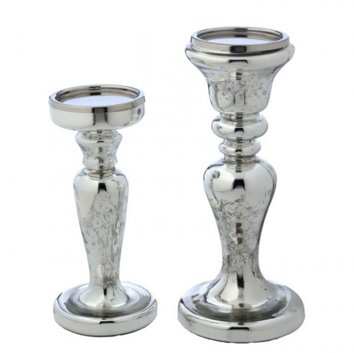 10-13" MERCURY CANDLE HOLDER - SILVER