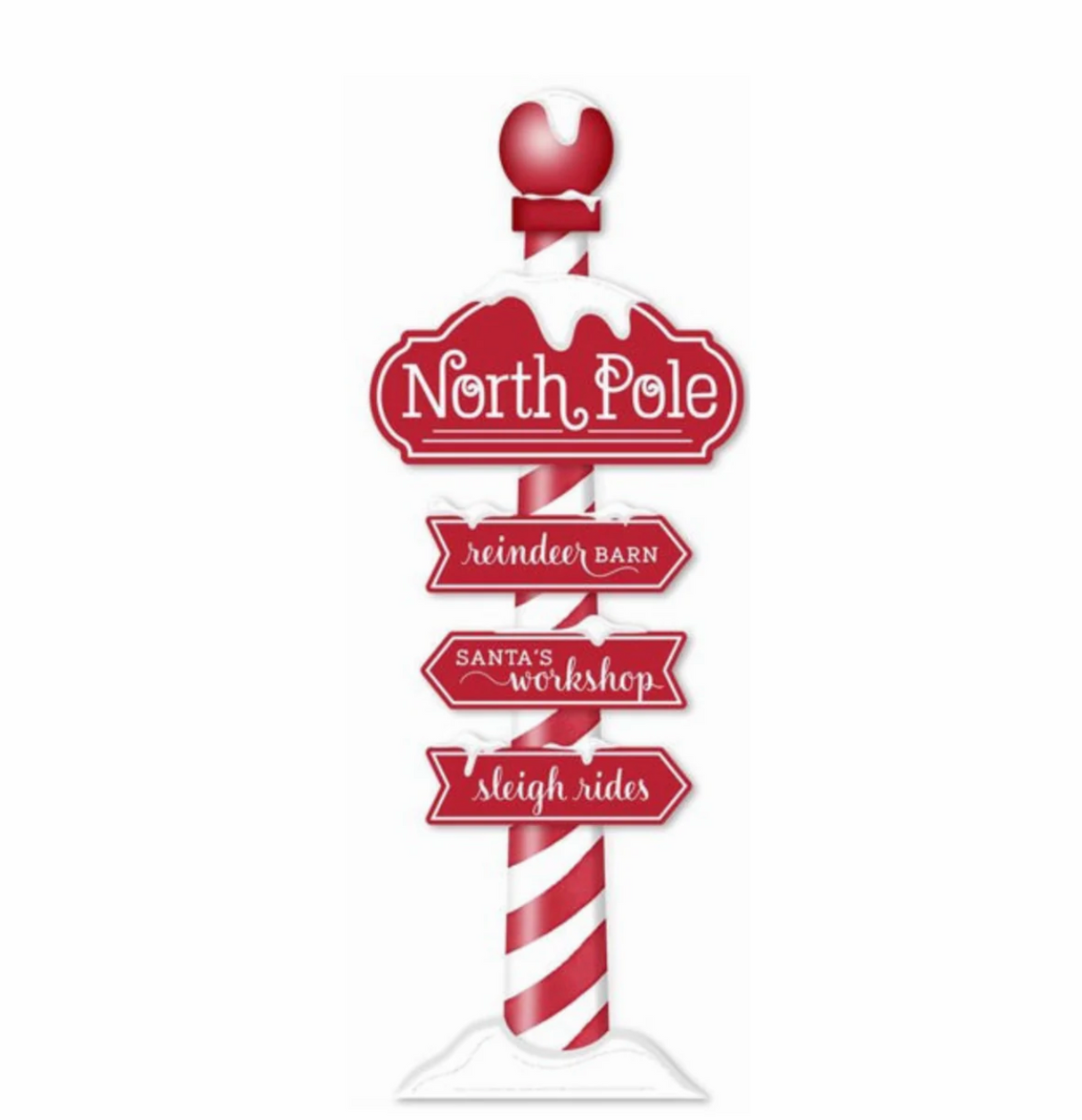 70"H GLITTER NORTH POLE ARROW PORCH SIGN - RED/WHITE
