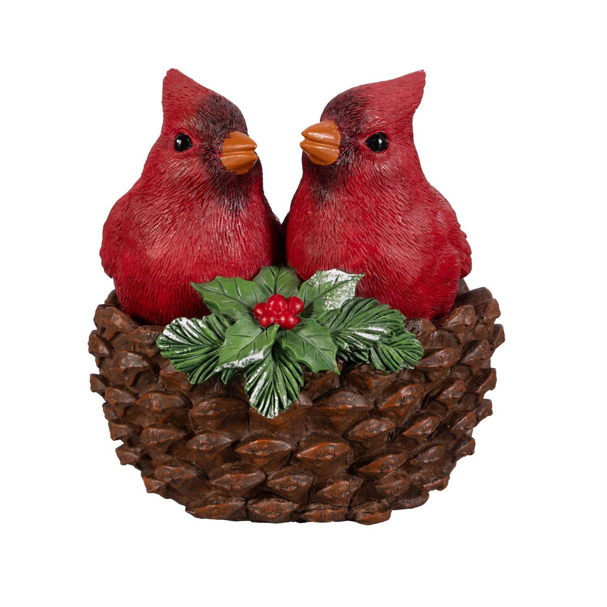 Snowbirds Table Decor Resin Cardinal Couple in Basket