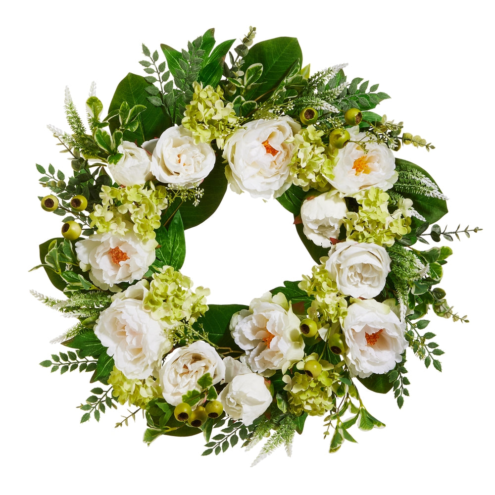 24" Mixed White Floral Wreath