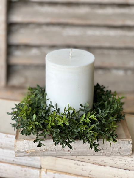 4.5" New England Boxwood Candle Ring