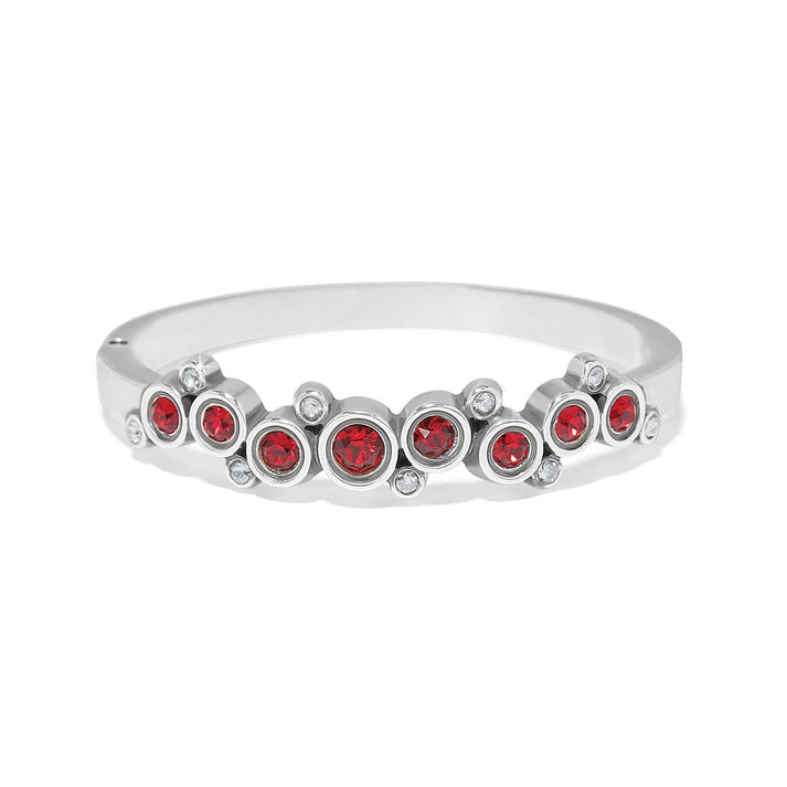 Constella Cluster Hinged Bangle - Silver-Red