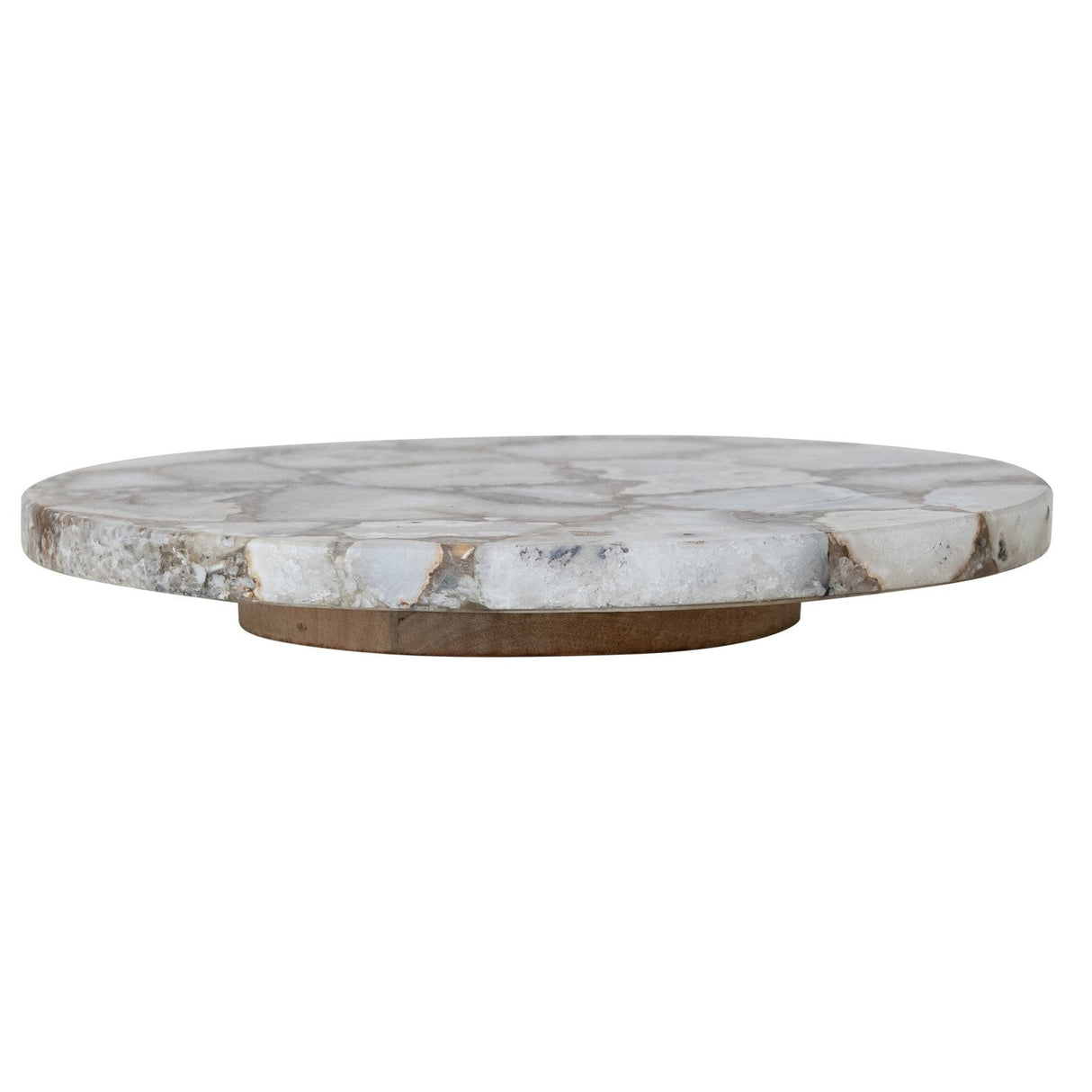 Agate Lazy Susan w/ Mango Wood Base, Natural (Each One Will Vary)