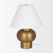 Salaah Antique Gold Brushed Metal w/ Cream Shade Table Lamp
