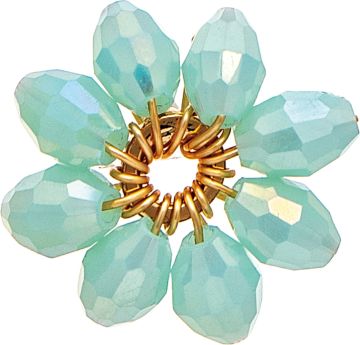 Gold and Green Glass Bead Flower Post Earrings