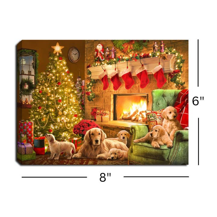 Mini Lighted Easel Back - 8x6 - Golden Christmas