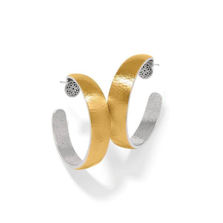 Ferrara Entrata Moon Large Hoop Earrings - Gold Exterior/Silver Interior