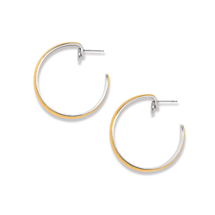 Ferrara Entrata Moon Large Hoop Earrings - Gold Exterior/Silver Interior