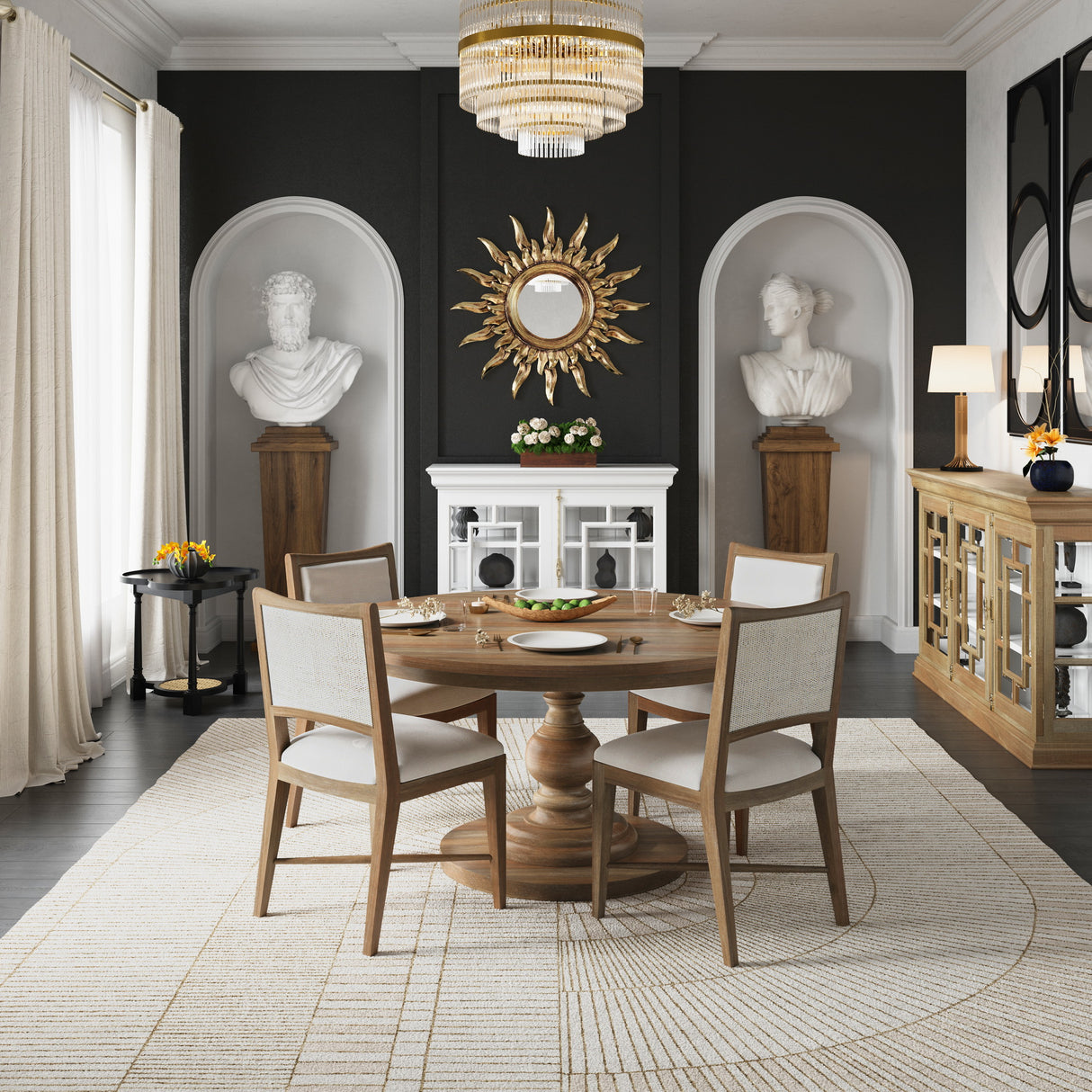 Fitzrovia Dining Chair – Off White Seat with White Rattan Back and Light Wood Frame