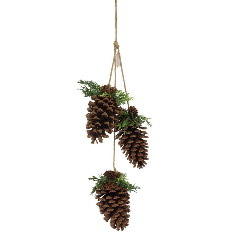 Hng Snow Pinecone Berry Ornamentament x 3- Wht Grn Nat