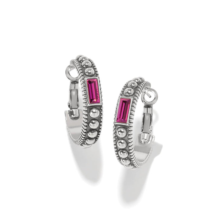 Pretty Tough Gem Hoop Earrings - Silver-Amethyst