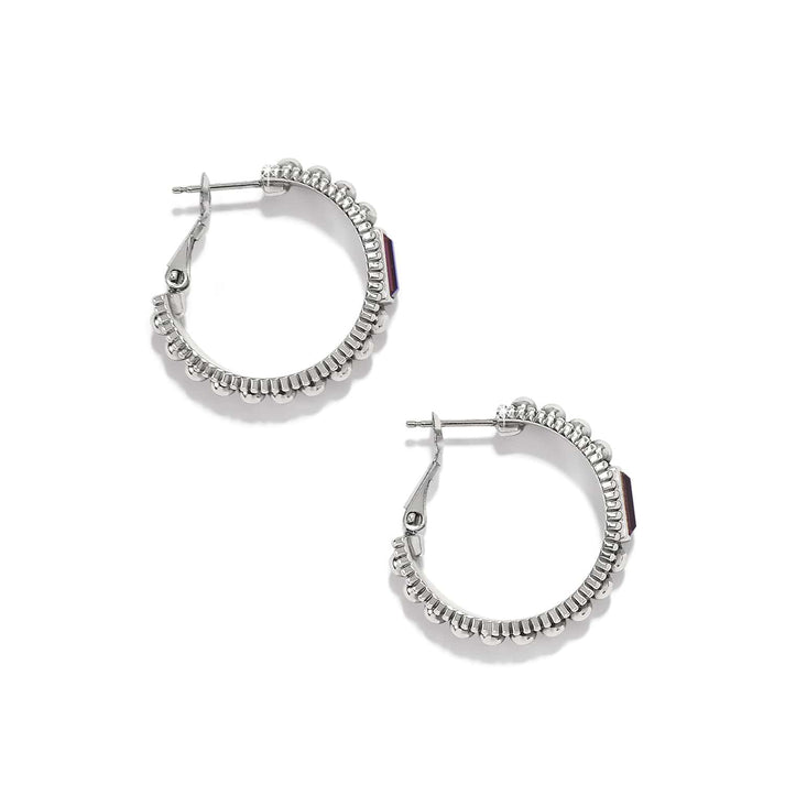 Pretty Tough Gem Hoop Earrings - Silver-Amethyst