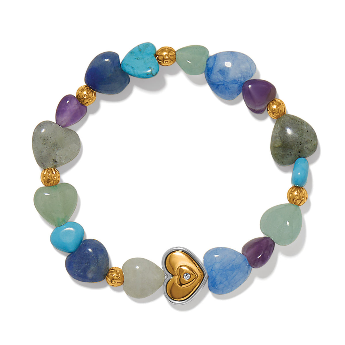 One Heart Multi Heart Bead Stretch Bracelet