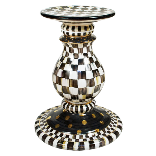 Courtly Check Ceramic Pedestal Table Base with 42" Glass Round Table Top