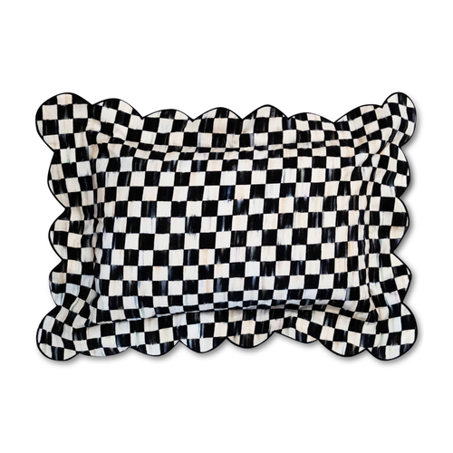 Courtly Check Reversible Scalloped Lumbar Throw Pillow