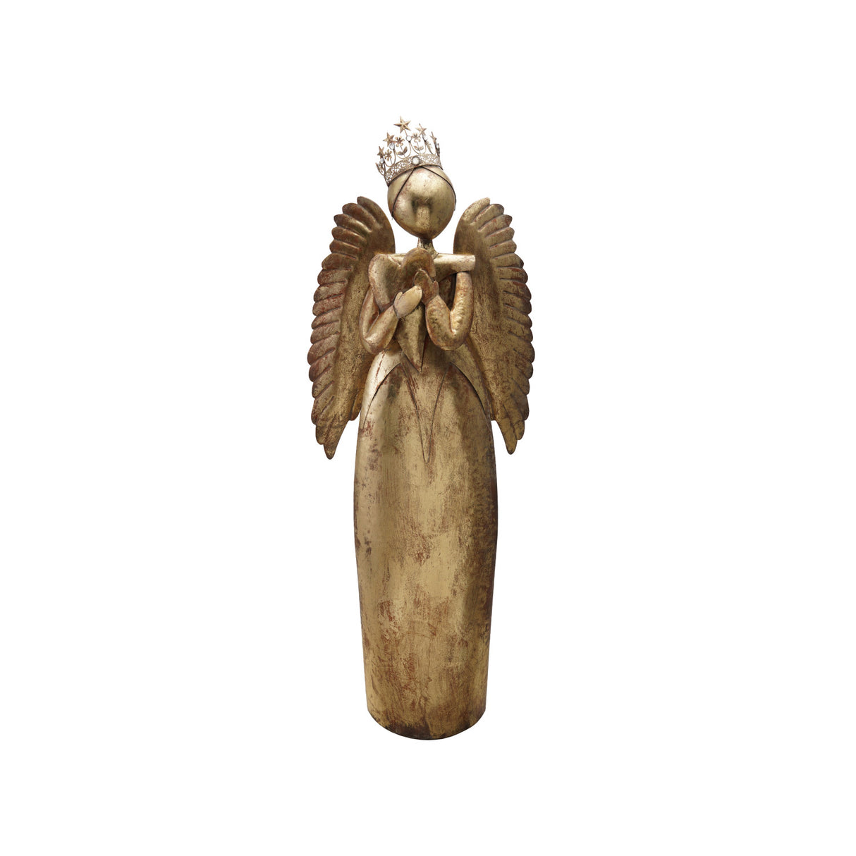 Metal Angel Holding Heart with StarFlower Crown -Acrylic Jewels