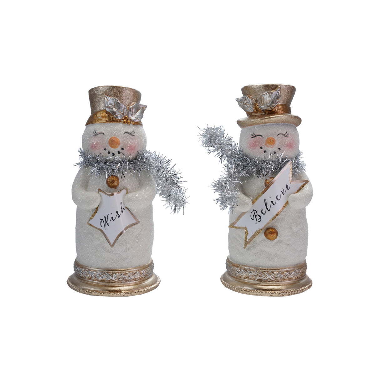 Resin Snowman with Glitter Tinsel Scarf Sign -2 Styles