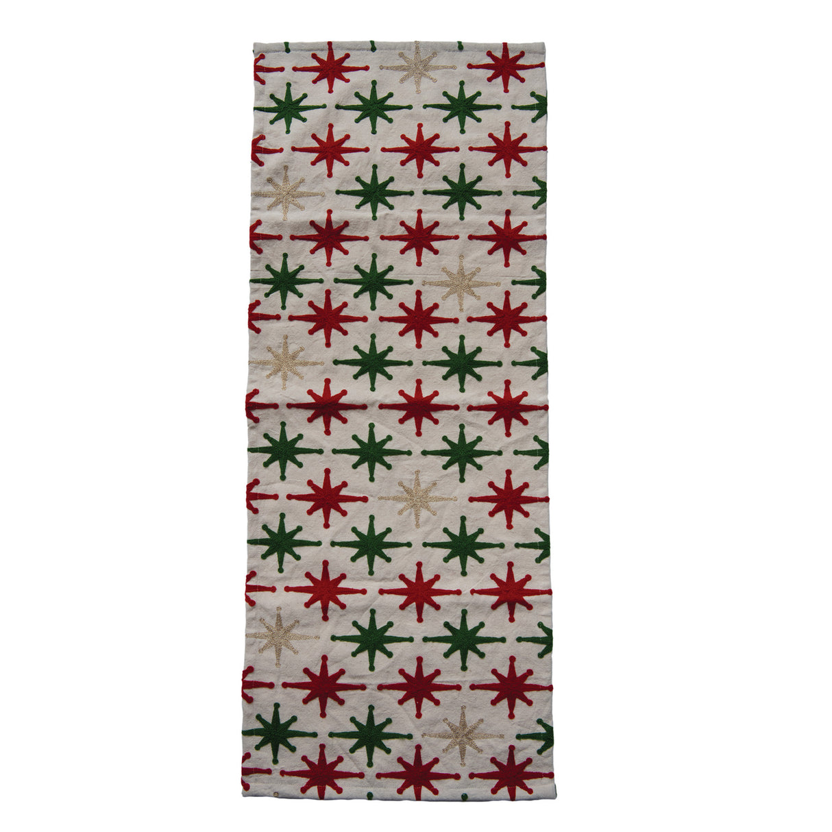 Table Runner with Embroidered Stars - Metallic Thread