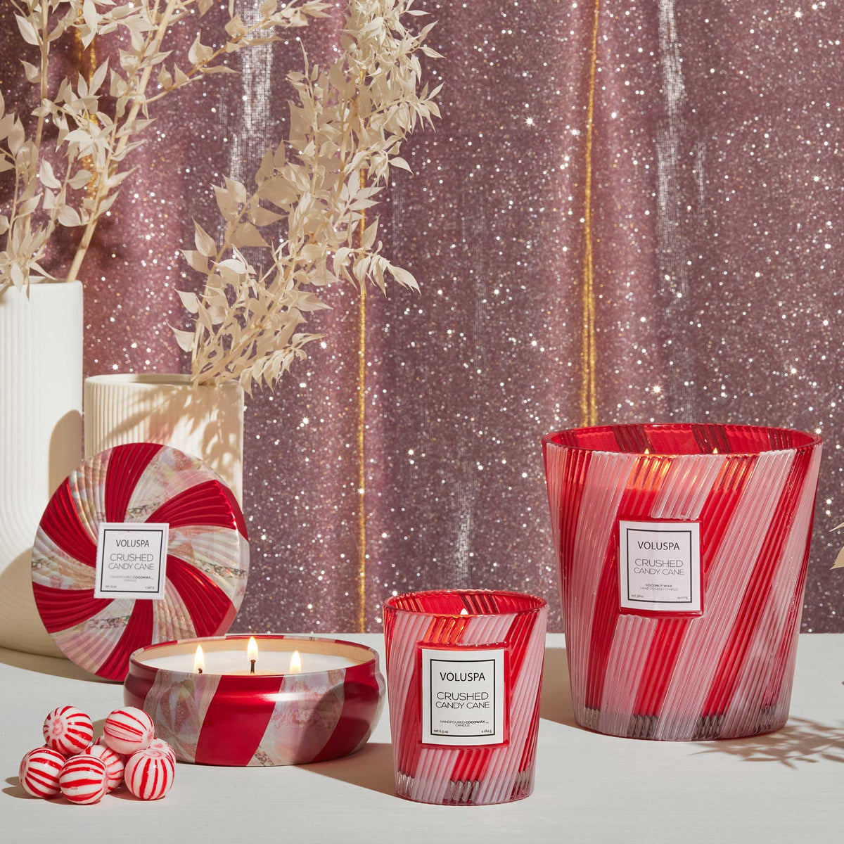 Crushed Candy Cane 3 Wick Hearth Candle
