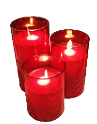 LED Glass Candle - RED * (Mercury Red)