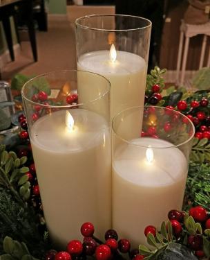 LED Glass Candle - Cream