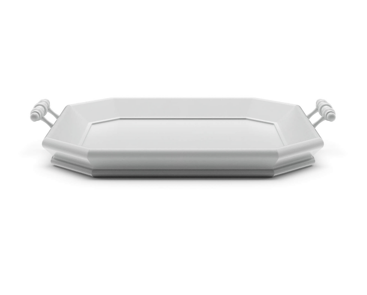 Square Victorian Octagonal Tray in True White