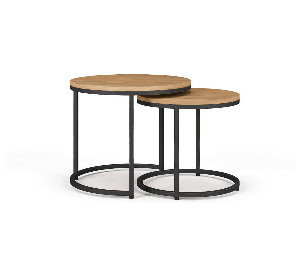Urban Round Nesting Tables in Midnight Metal / Driftwood