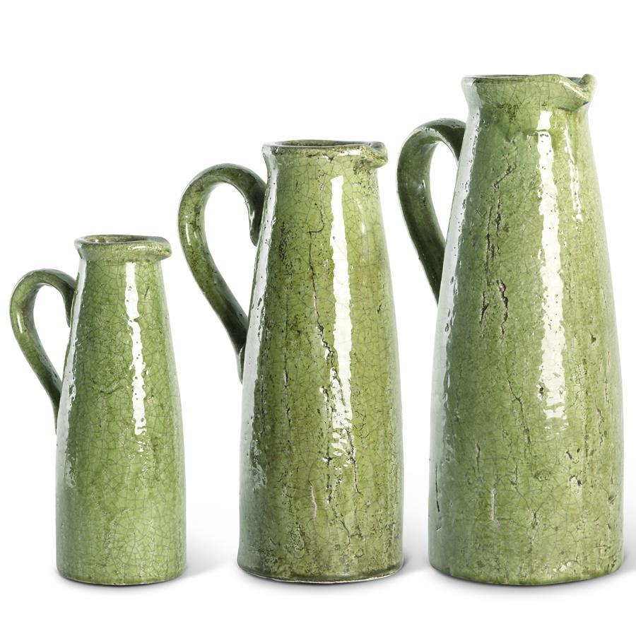 Green Ceramic Crackled Pitchers