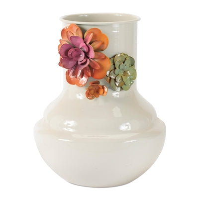 Vase w/Floral 8.5"H Iron