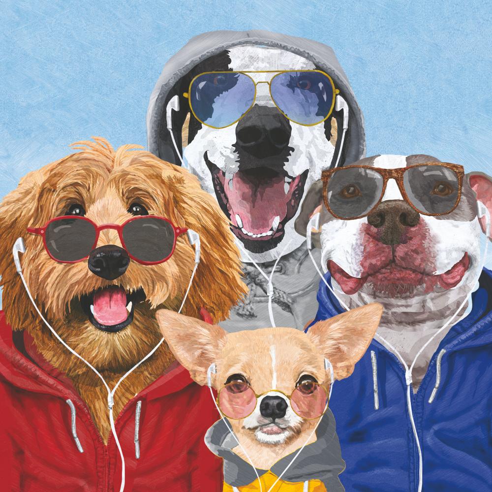 Beverage Napkin -CHILLIN' DOGS