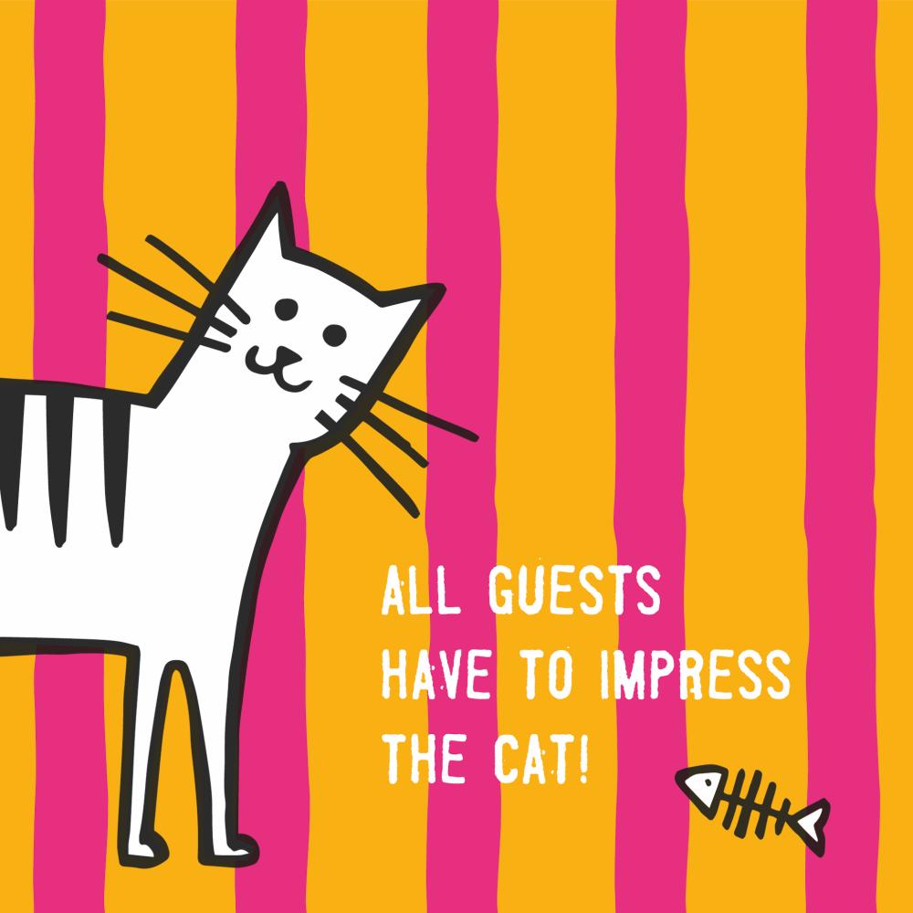 BEVERAGE NAPKINS -IMPRESS THE CAT, ORANGE