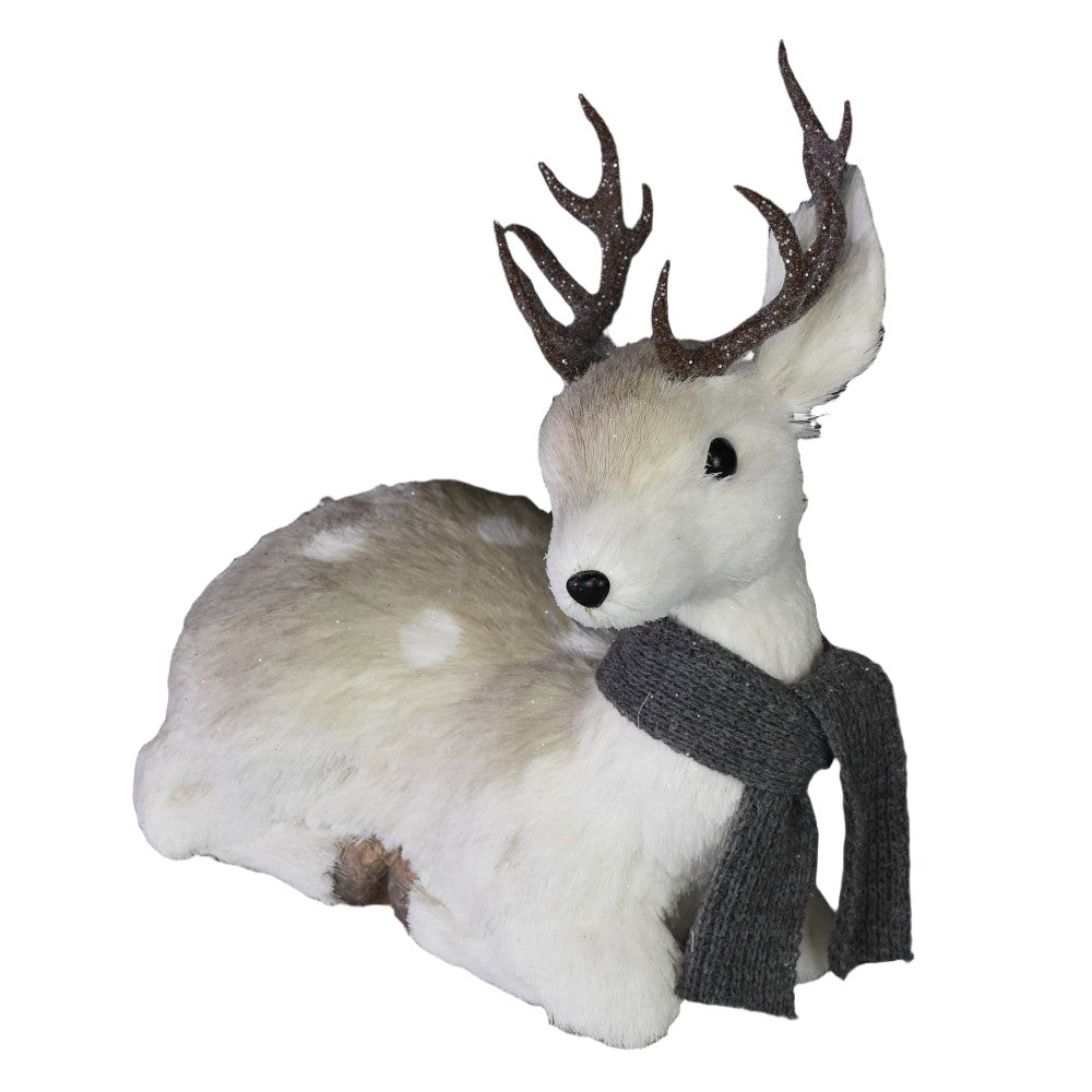 14.5" Sweet Laying Deer with Scarf