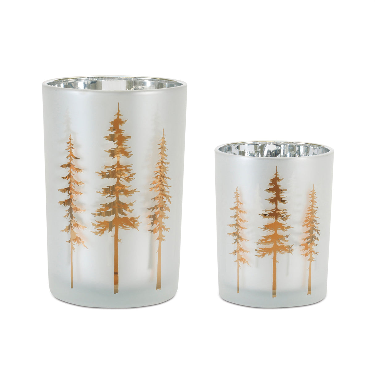 Candle Holder -White with Gold Tree