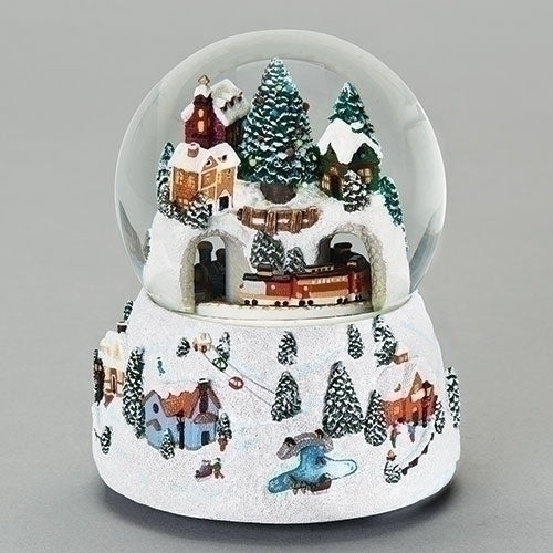 #9 -5.75"H MUSICAL VILLAGE DOME WITH ROTATING TRAIN 100MM WIND UP