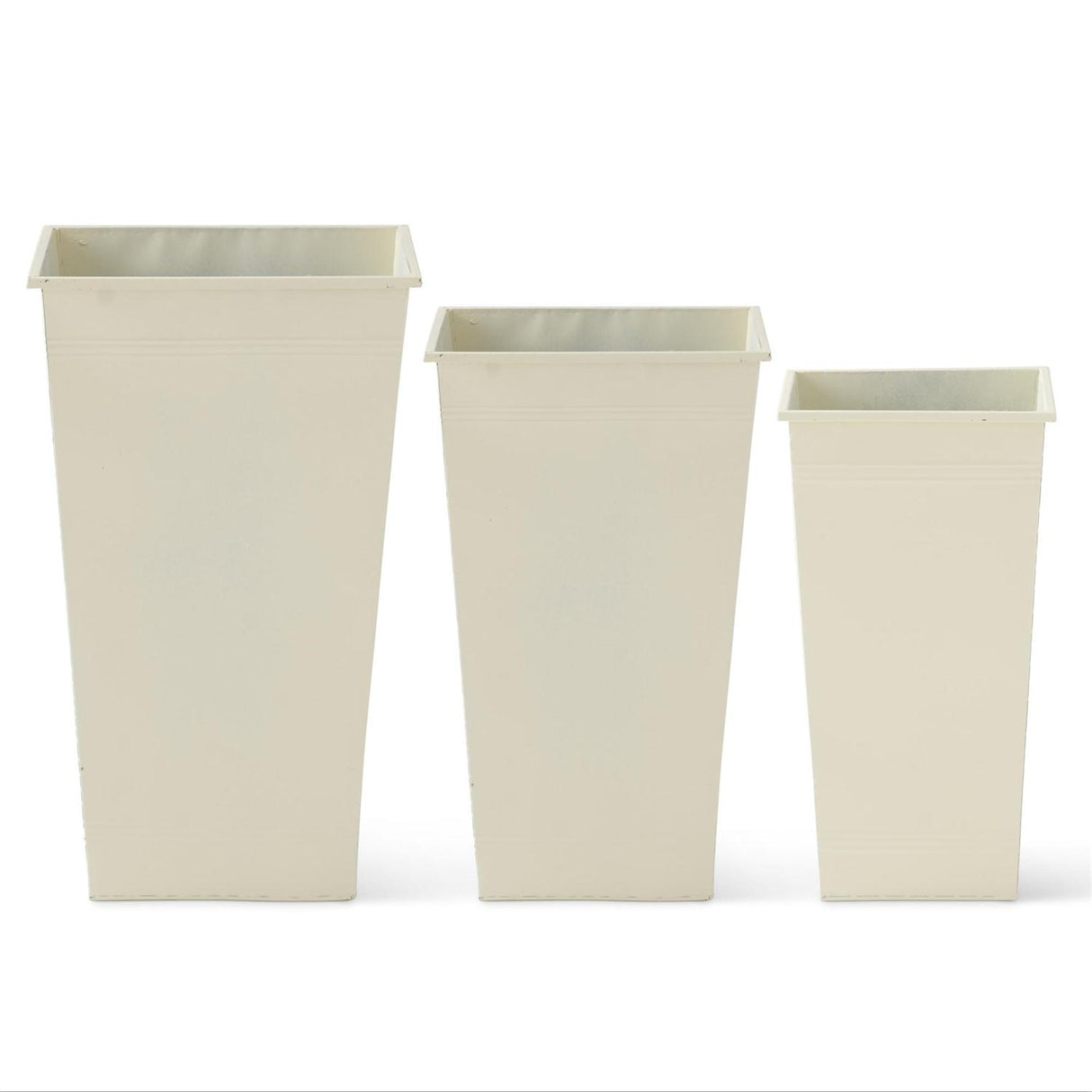 Tall Square Cream Metal Pots