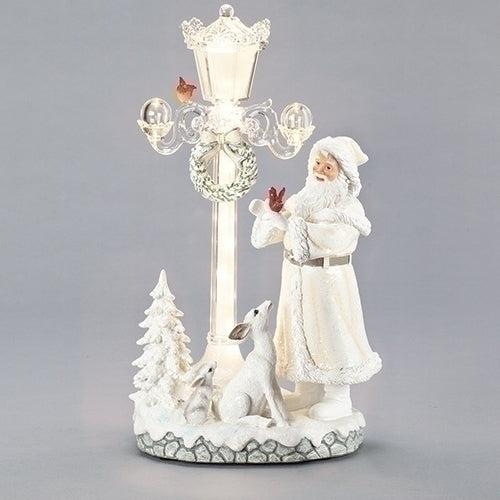 #B -15.5"H LIGHTED MUSICAL SANTA & LAMP POST WITH ANIMALS