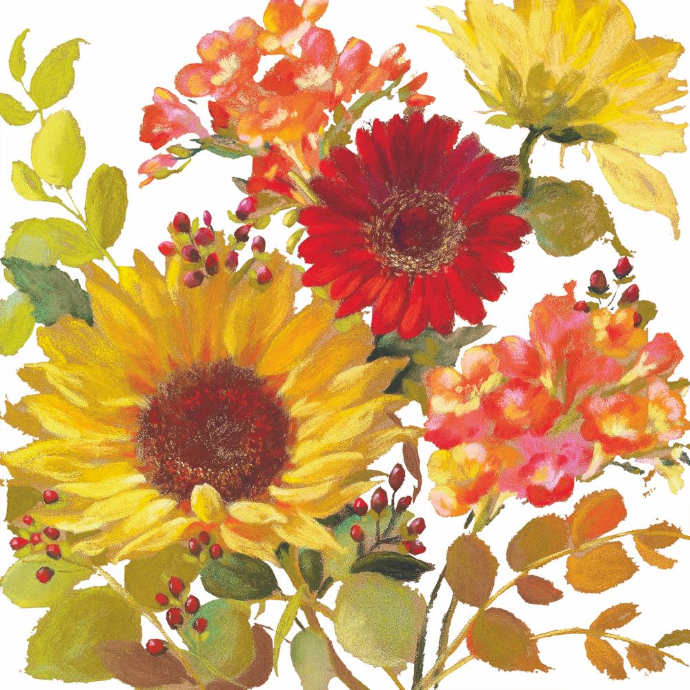 Paper Lunch Napkin -  Sunny Flowers, Cream