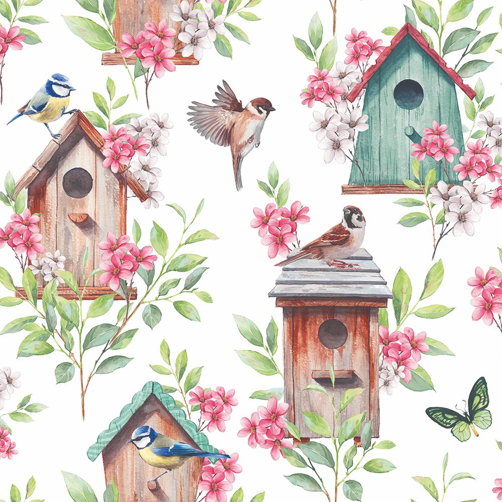 LUNCH NAPKIN - WOODEN BIRDHOUSES