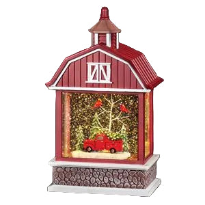GLOBE #16 - 9.25"H LIGHTED SWIRL BARN WITH