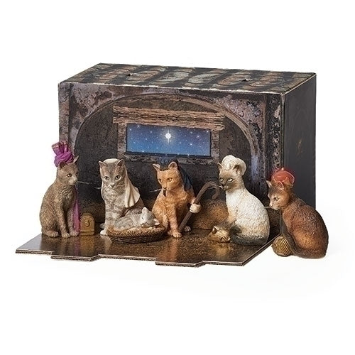 3.2" 6PC ST CAT PAGEANT CRECHE