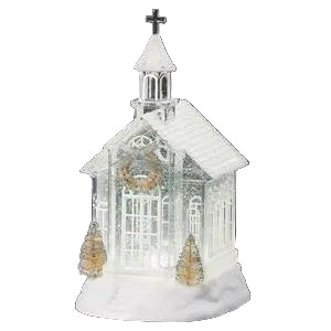 GLOBE# 18 - 10.25"H LIGHTED SWIRL CHURCH