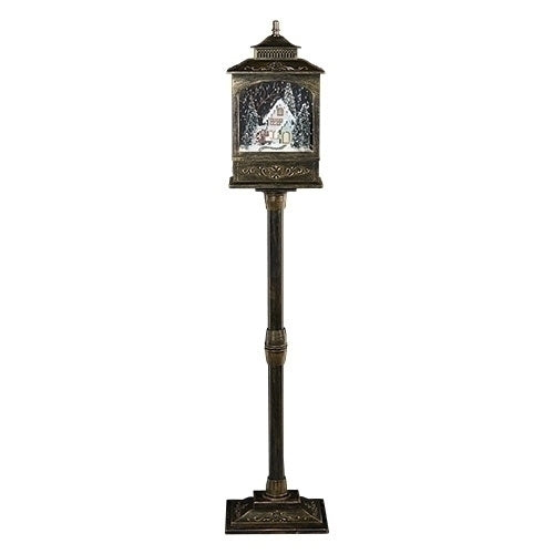 49"H LIGHTED MUSICAL SNOWBLOWLAMPPOST; BLUE HOUSE INTERIOR