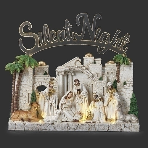 11"H LIGHTED NATIVITY SILENTNIGHT SCENE